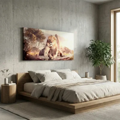 Tableau lion et lionceau