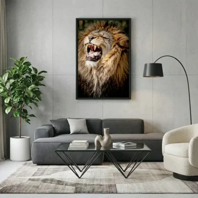 Tableau lion qui rugit