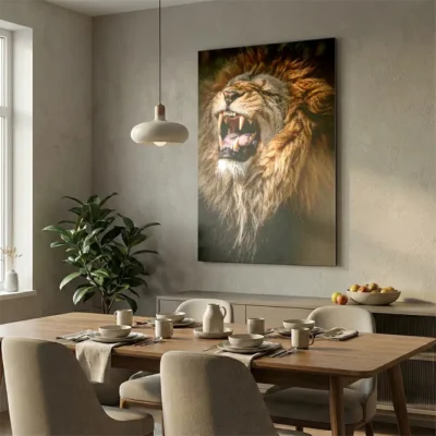 Tableau lion qui rugit