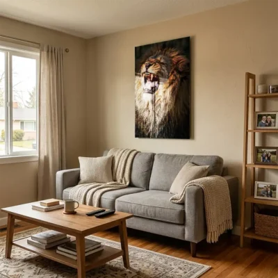 Tableau lion qui rugit