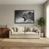 tableau lionne noir et blanc avec cadre flottant Tableau lionne noir et blanc