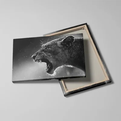 tableau lionne noir et blanc detail toile tendue Tableau lionne noir et blanc