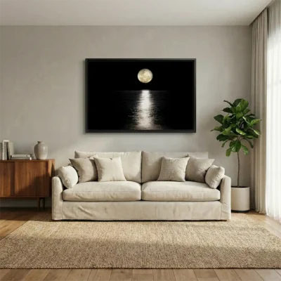 tableau mer de nuit avec cadre flottant Tableau mer de nuit