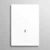 Tableau minimaliste blanc silhouette homme marchant seul au milieu du vide, art conceptuel solitude