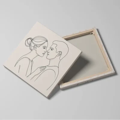 tableau minimaliste couple detail toile tendue Tableau minimaliste couple