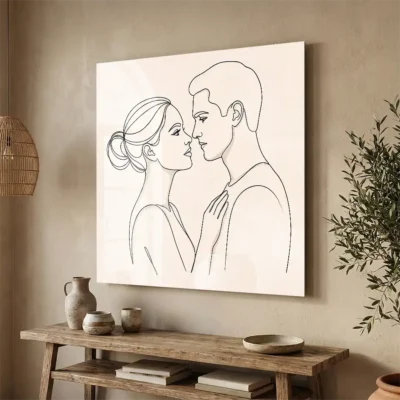 tableau minimaliste couple sur plexiglass Tableau minimaliste couple
