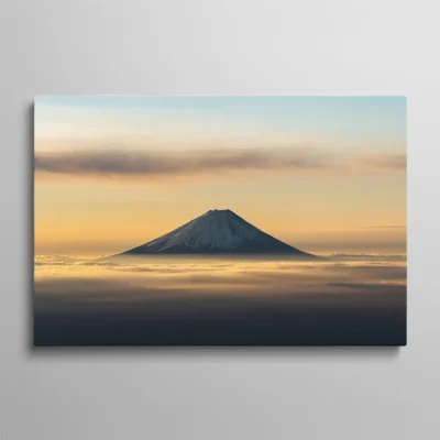 tableau mont fuji Tableau Mont Fuji Japon au-dessus des nuages au coucher du soleil, photographie paysage zen
