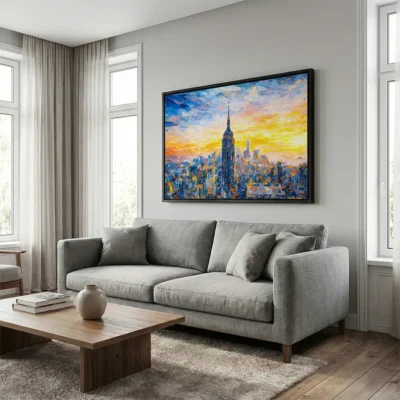 tableau new york abstrait avec cadre flottant Tableau New York abstrait