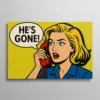 Tableau pop art comics femme au téléphone style Roy Lichtenstein, ambiance rétro bande dessinée