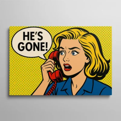 tableau pop art comics Tableau pop art comics femme au téléphone style Roy Lichtenstein, ambiance rétro bande dessinée