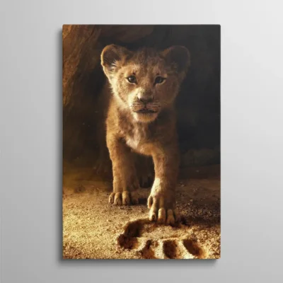 tableau roi lion Tableau Roi Lion lionceau marchant dans empreinte de patte adulte, photographie émotionnelle
