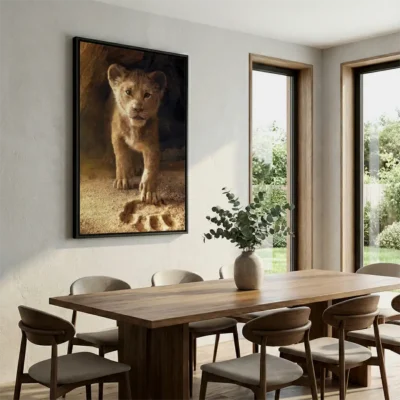 tableau roi lion avec cadre flottant Tableau roi lion