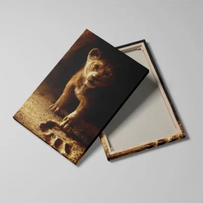 tableau roi lion detail toile tendue Tableau roi lion