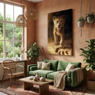 tableau roi lion sur toile tendue Tableau roi lion