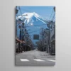 Tableau rue Kawaguchiko Mont Fuji en arrière plan Japon urbain, photographie voyage nippon