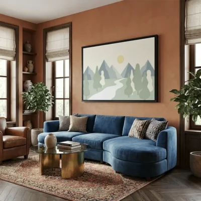 tableau salon scandinave avec cadre flottant Tableau salon scandinave