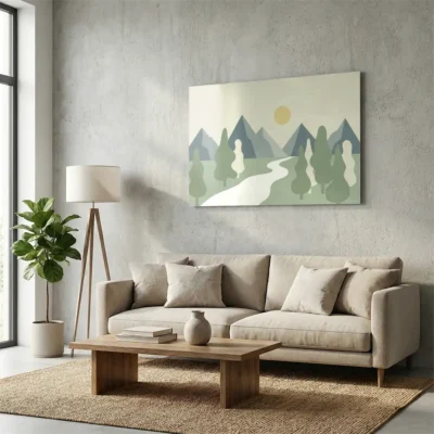 tableau salon scandinave sur alu Tableau salon scandinave