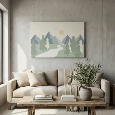 tableau salon scandinave sur toile tendue Tableau salon scandinave