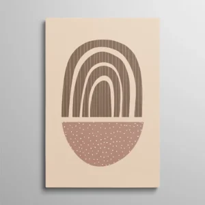 Tableau scandinave abstrait formes organiques arches et points tons terre, art boho moderne