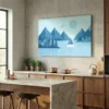 tableau scandinave bleu sur alu Tableau scandinave bleu