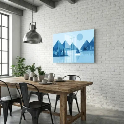 tableau scandinave bleu sur plexiglass Tableau scandinave bleu