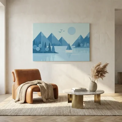 tableau scandinave bleu sur toile tendue Tableau scandinave bleu