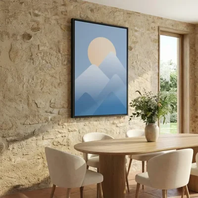 tableau scandinave montagne avec cadre flottant Tableau scandinave montagne