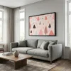 tableau scandinave rose avec cadre flottant Tableau scandinave rose