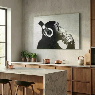 Tableau singe avec casque