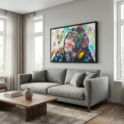 Tableau singe multicolore