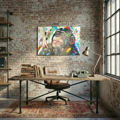 Tableau singe multicolore