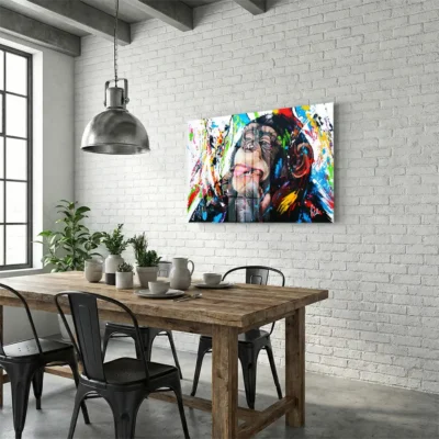Tableau singe multicolore