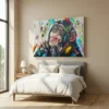Tableau singe multicolore