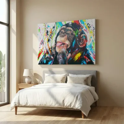 Tableau singe multicolore