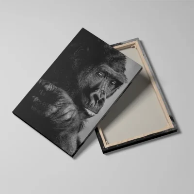 tableau singe noir et blanc detail toile tendue Tableau singe noir et blanc