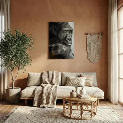 tableau singe noir et blanc sur alu Tableau singe noir et blanc