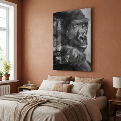 tableau singe noir et blanc sur plexiglass Tableau singe noir et blanc