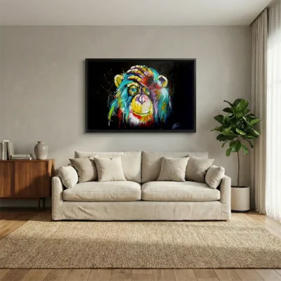 tableau singe pop art avec cadre flottant Tableau singe pop art