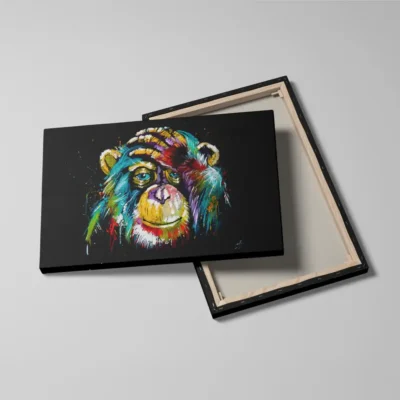 tableau singe pop art detail toile tendue Tableau singe pop art