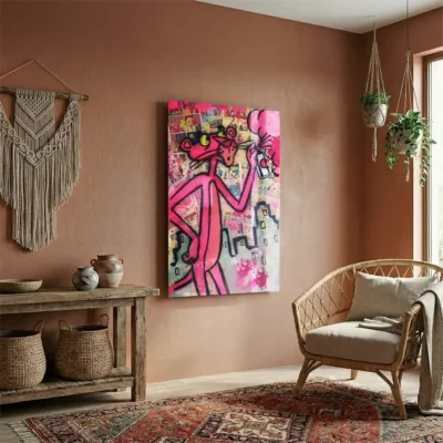 Tableau street art panthère rose