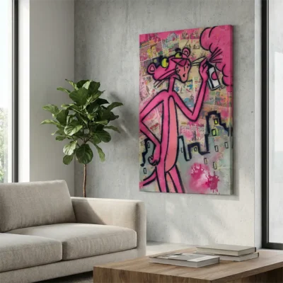 Tableau street art panthère rose