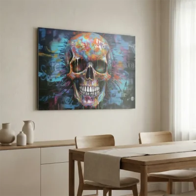 Tableau street art tête de mort