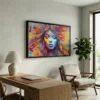 tableau street art visage femme avec cadre flottant Tableau street art visage femme