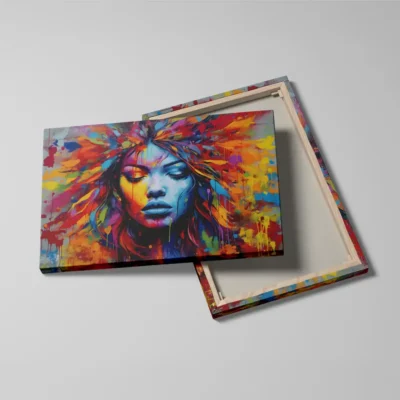 tableau street art visage femme detail toile tendue Tableau street art visage femme
