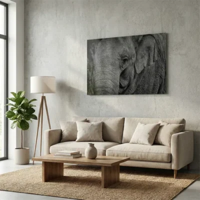 tableau tete d elephant sur alu Tableau tête d'éléphant