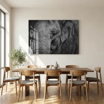 tableau tete d elephant sur plexiglass Tableau tête d'éléphant