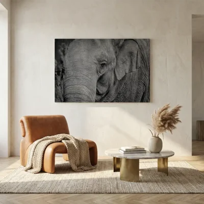 tableau tete d elephant sur toile tendue Tableau tête d'éléphant