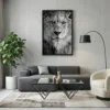 tableau tete de lion avec cadre flottant Tableau tête de lion