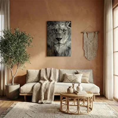 tableau tete de lion sur alu Tableau tête de lion