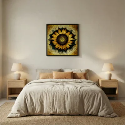tableau tournesol moderne avec cadre flottant Tableau tournesol moderne
